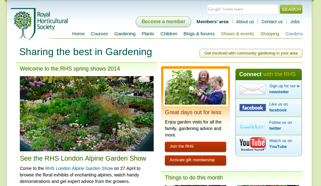 Royal Horticultural Society vouchers homepage image