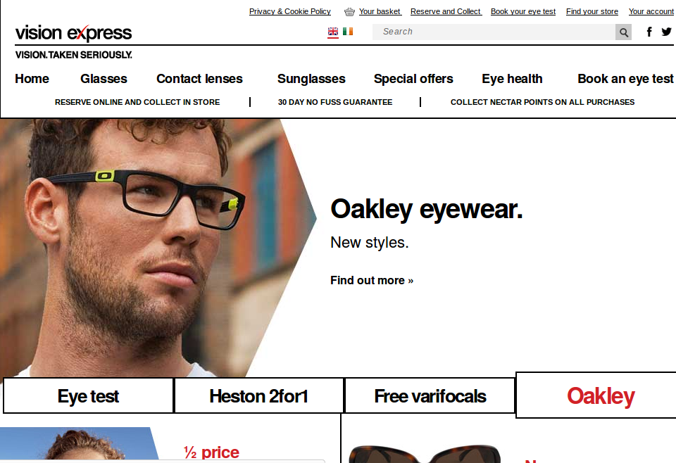 Vision Express homepage