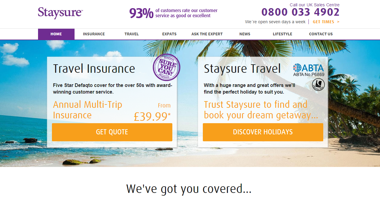 Staysure vouchers homepage image