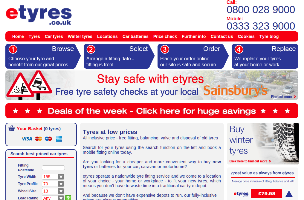 etyres.co.uk homepage