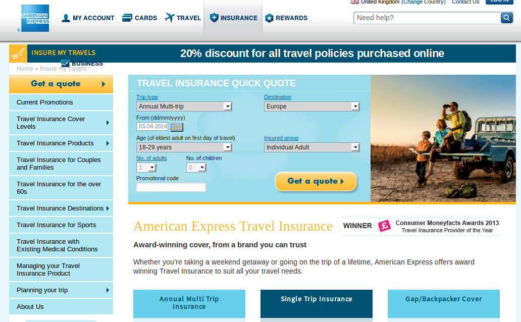 American Express Travel Insurance Promo Code Homepage