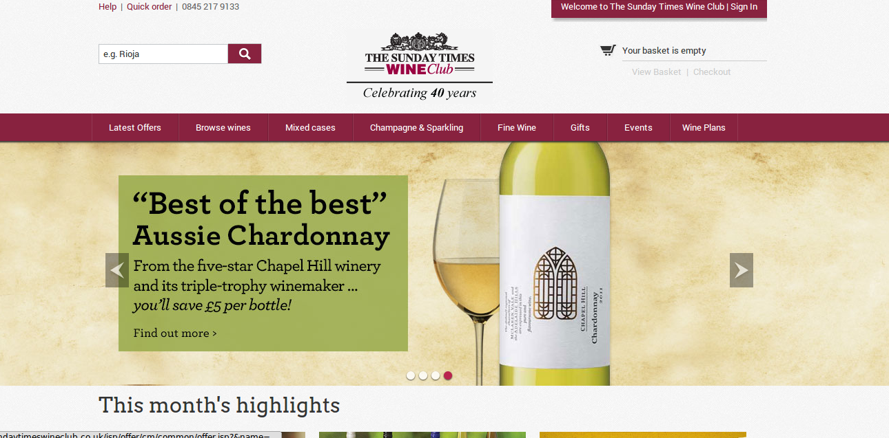 Sunday Times Wine Club voucher codes homepage image