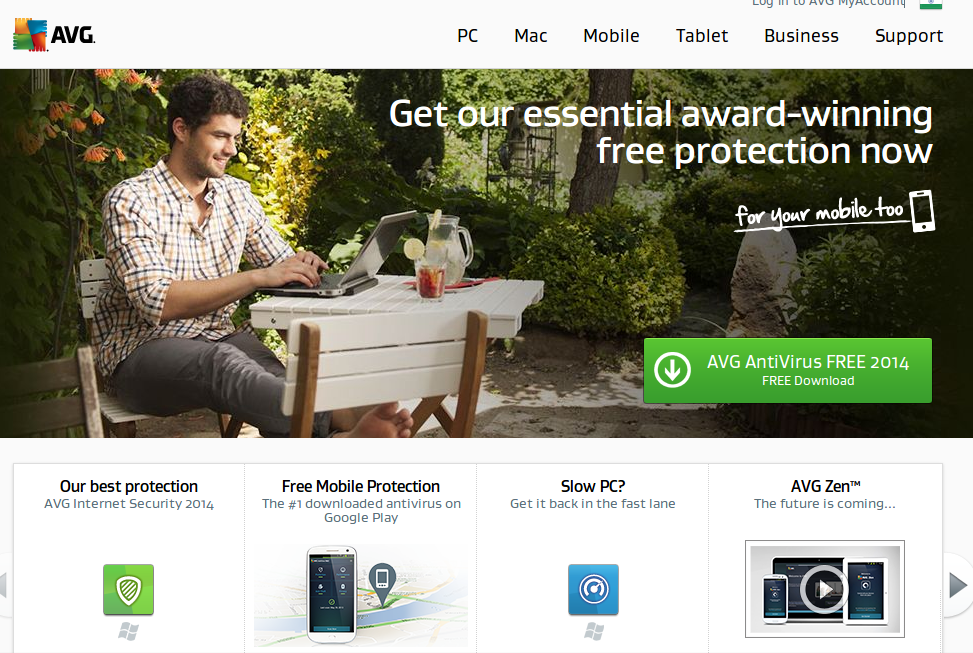 AVG Technologies homepage