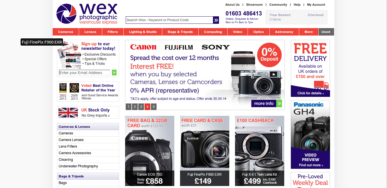 Wex Photo Video discount codes homepage
