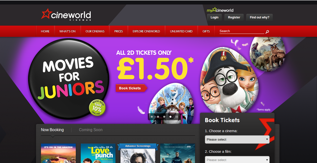 Cineworld Cinemas Voucher Codes homepage image