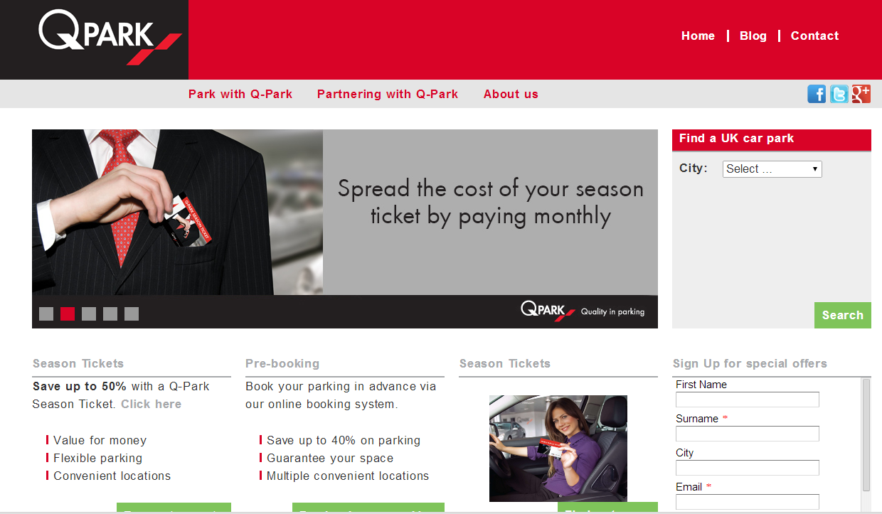 Q-Park homepage