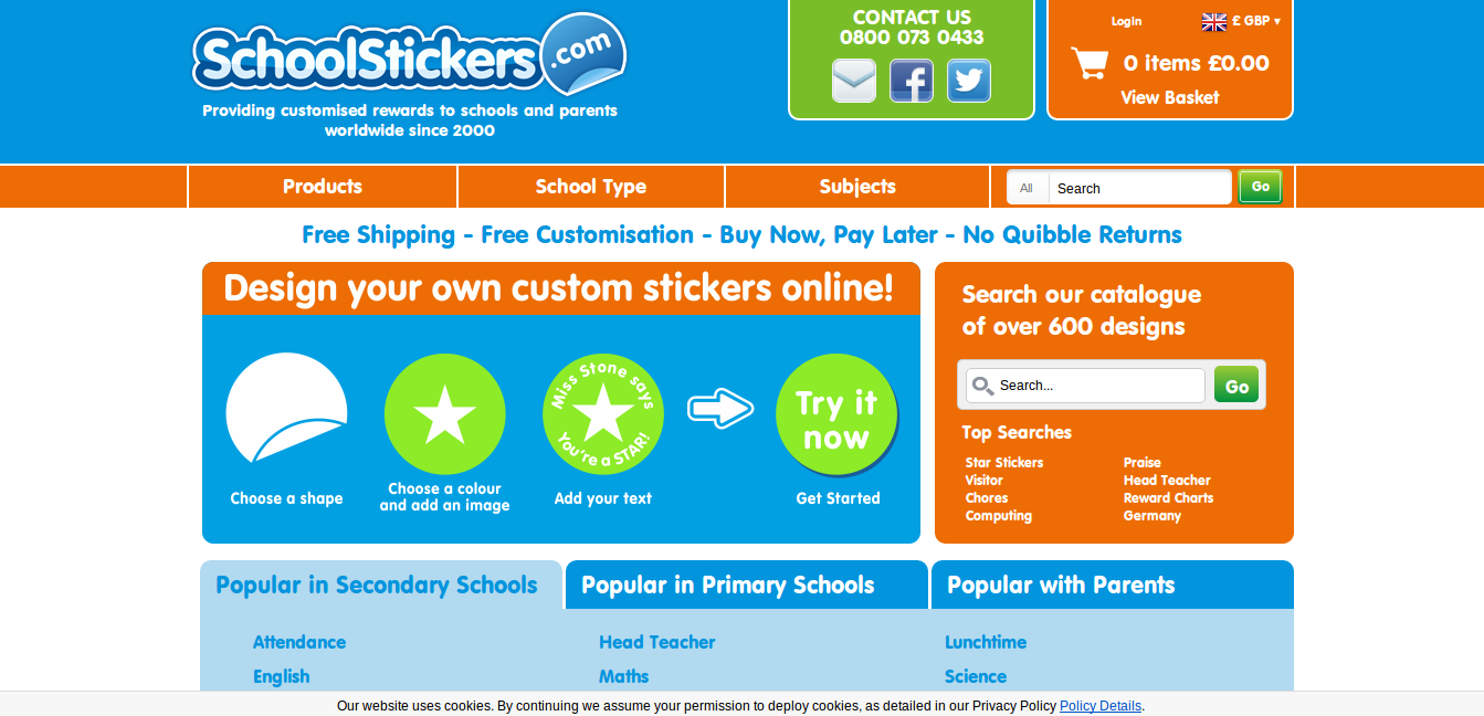School Stickers homepage
