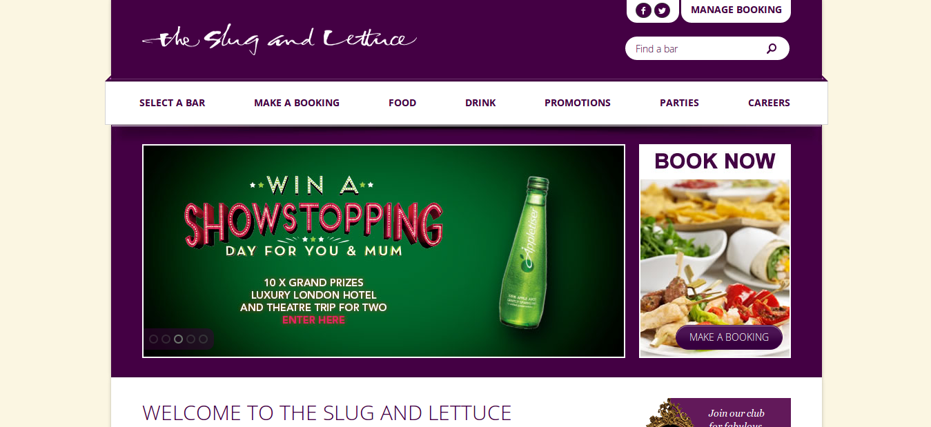 The Slug And Lettuce homepage