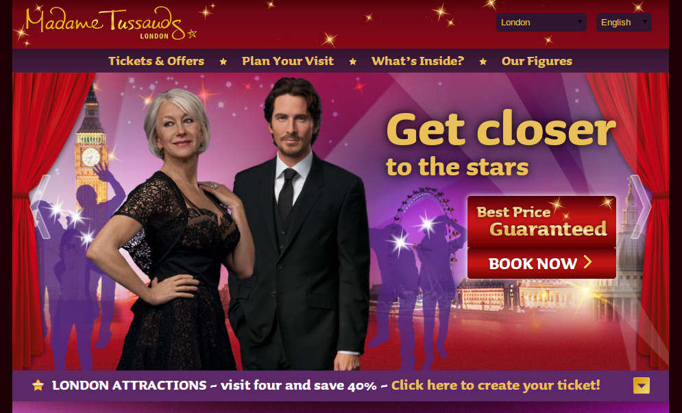 Madame Tussauds homepage