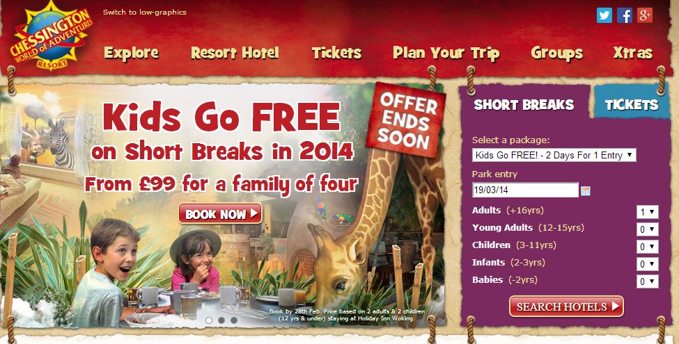Chessington World of Adventures homepage
