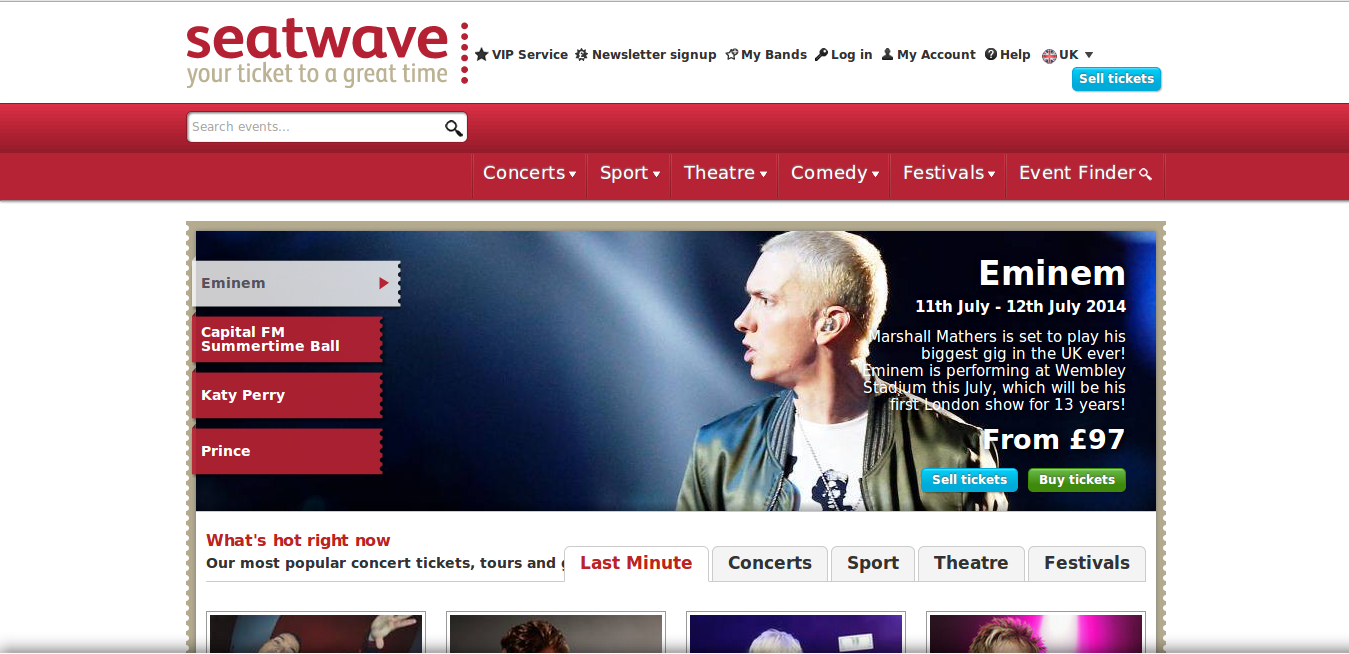 Seatwave Discount Codes homepage