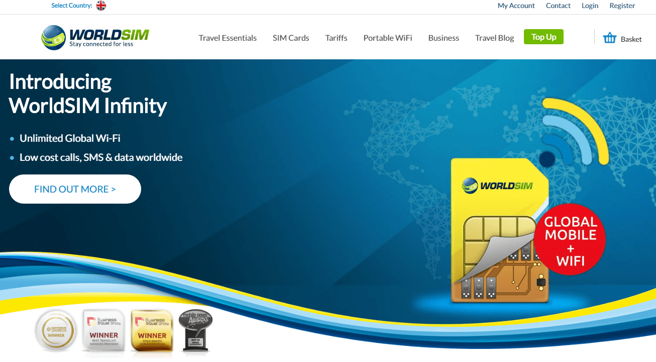 WorldSIM Voucher Codes homepage