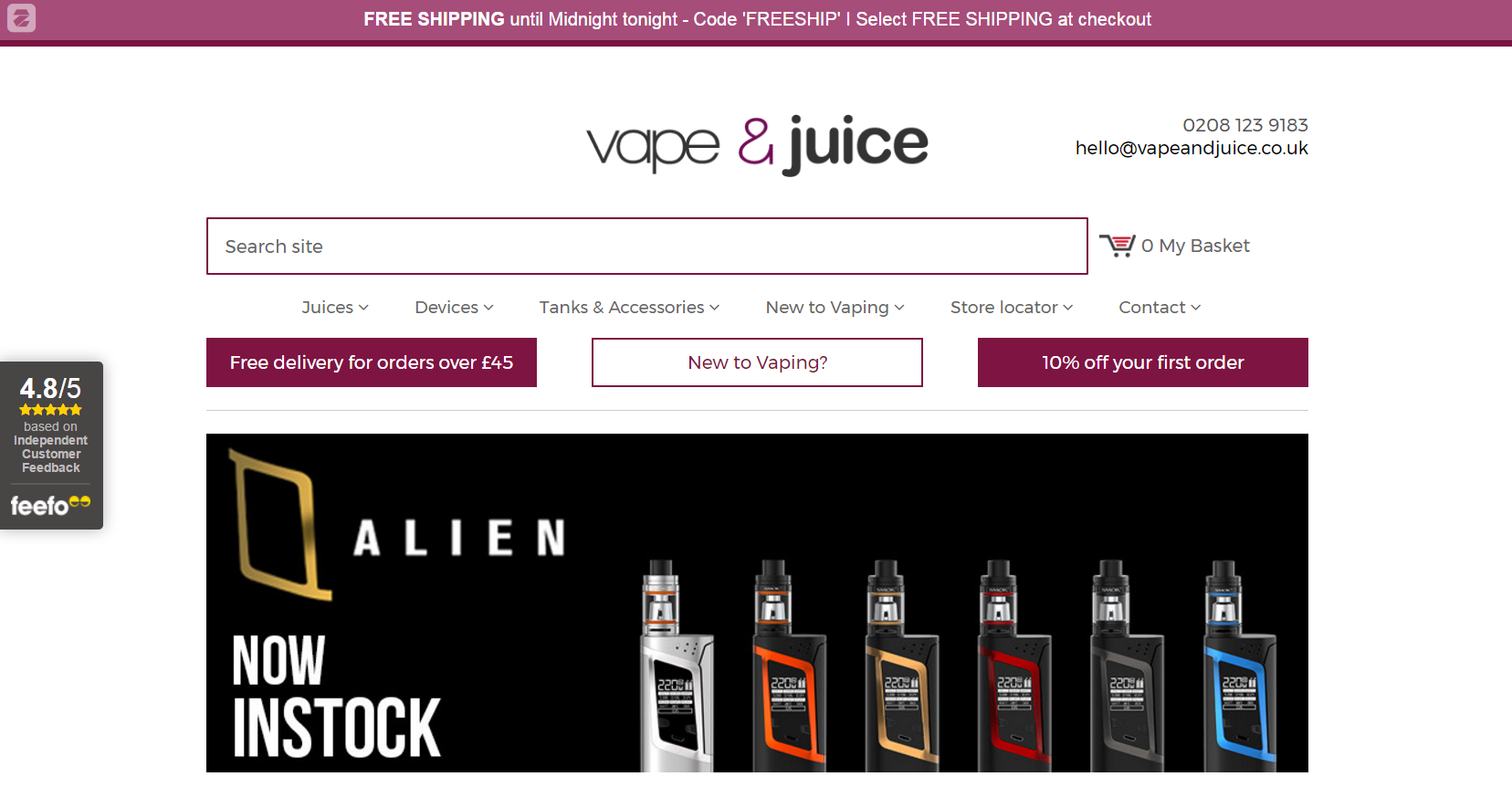 Vape Juice Vouchers Homepage Image