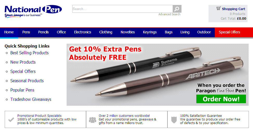 National Pen voucher codes homepage image