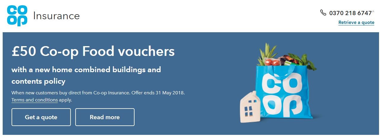 Co-operative Home Insurance homepage