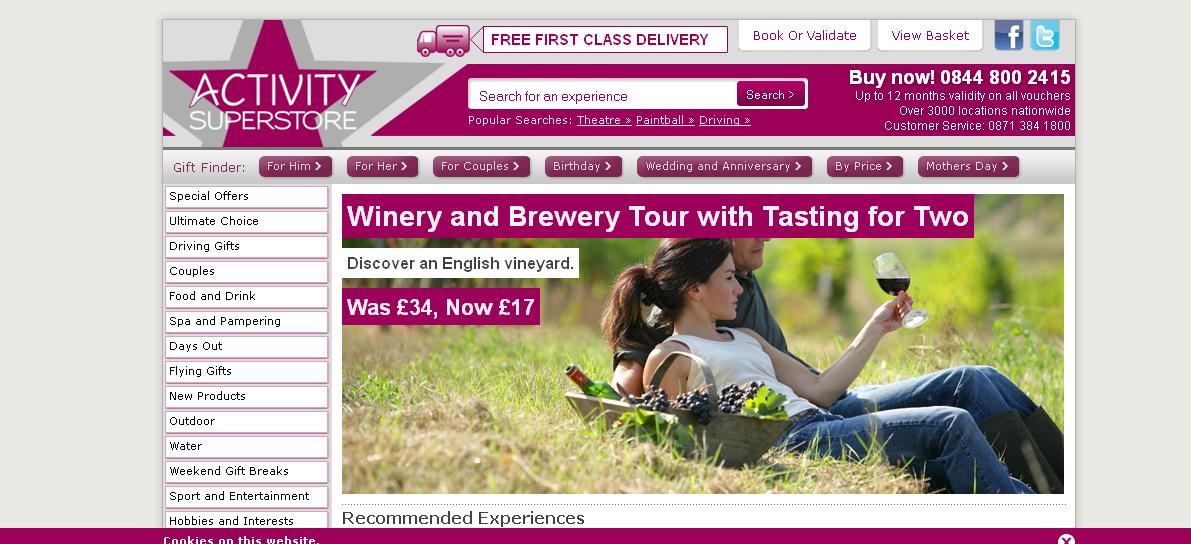 Activity Superstore homepage