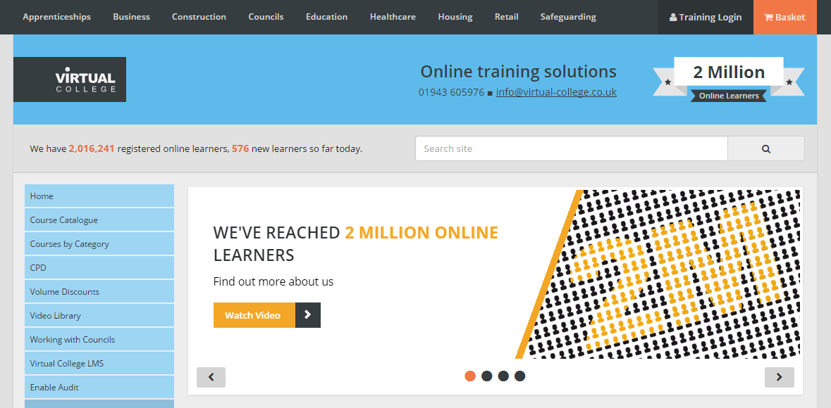 Virtual College homepage