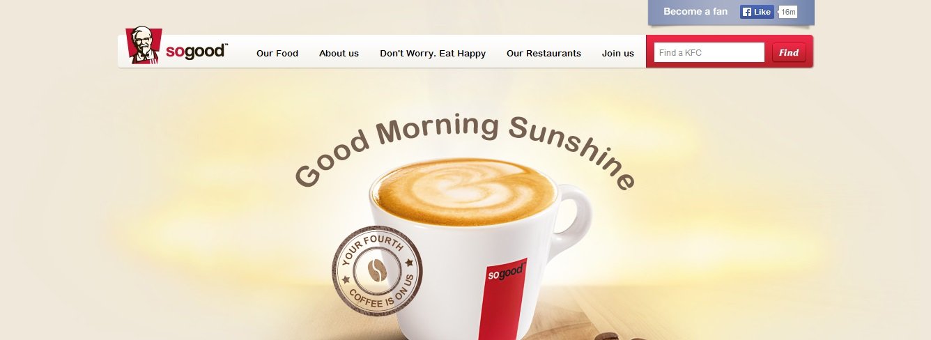 KFC homepage