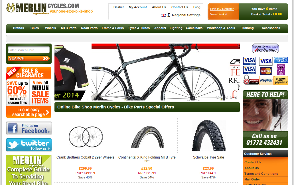 Merlin Cycles homepage