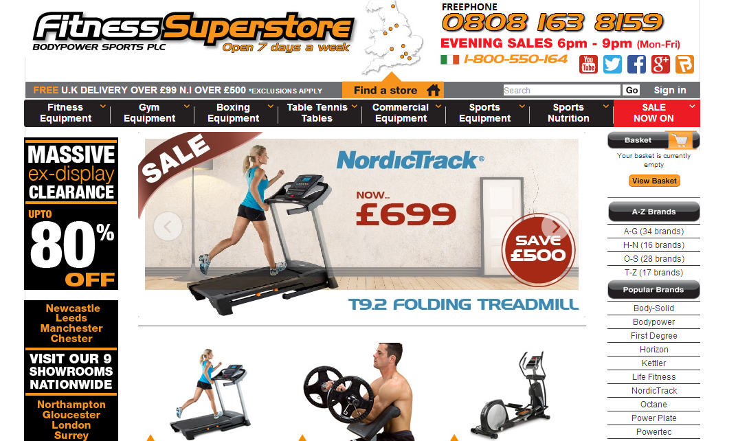 Fitness Superstore homepage