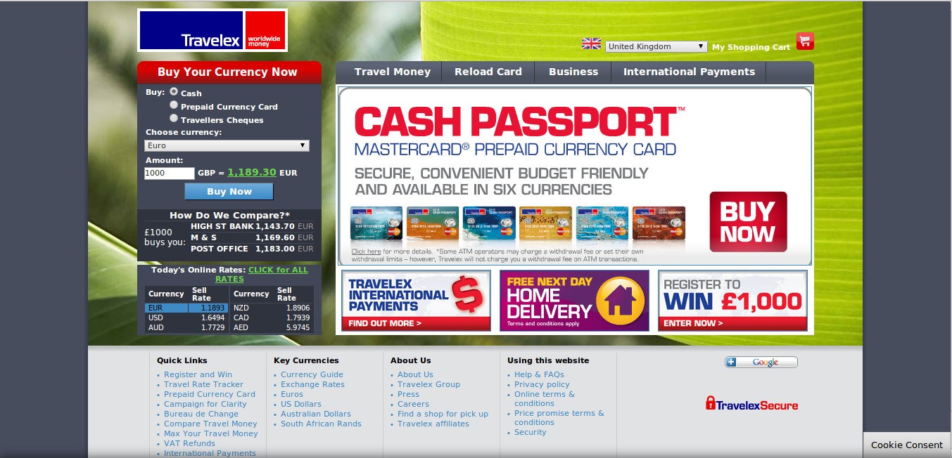 Travelex homepage