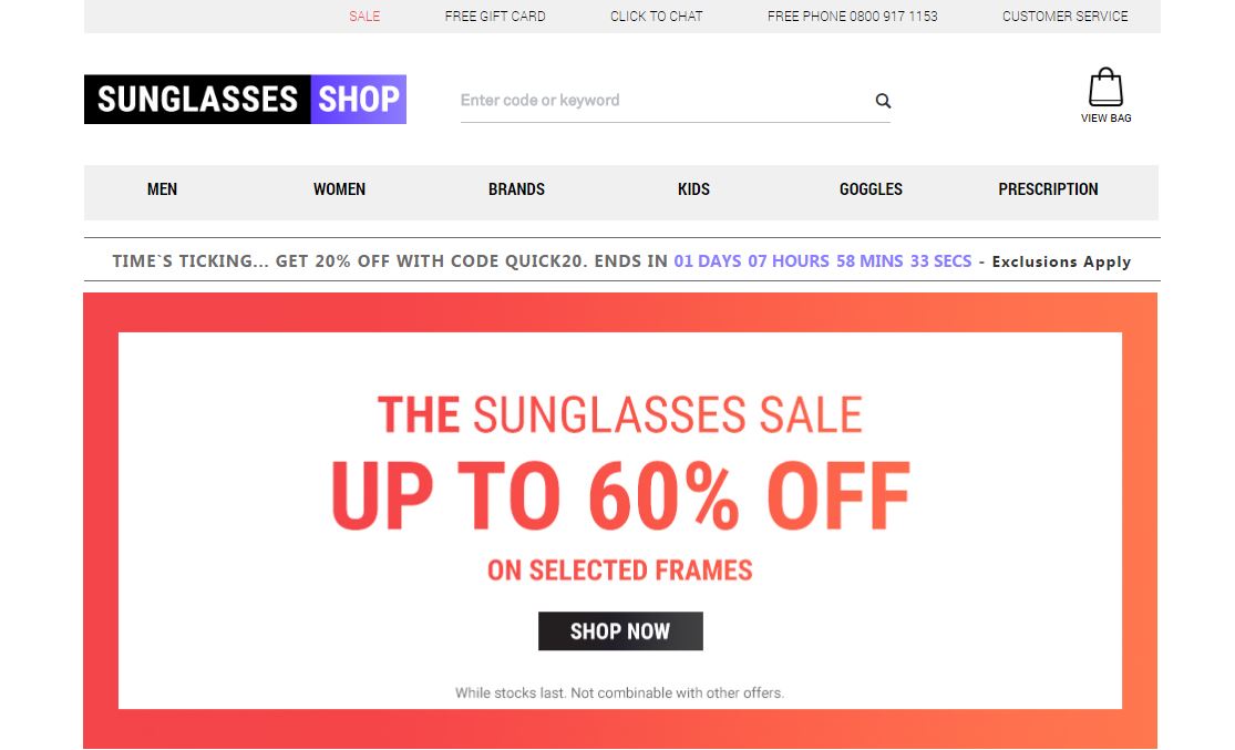 Sunglasses Shop Voucher Codes homepage image