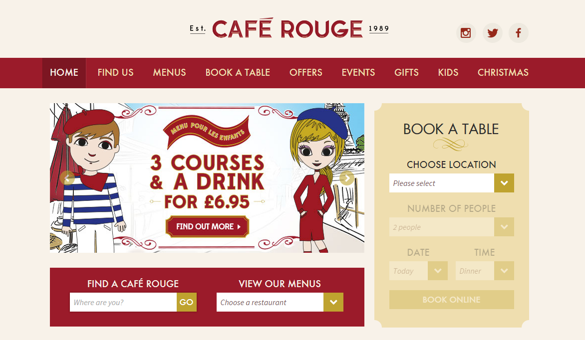 Cafe Rouge homepage