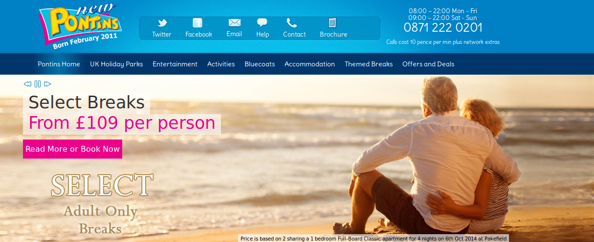 Pontins Deals homepage image