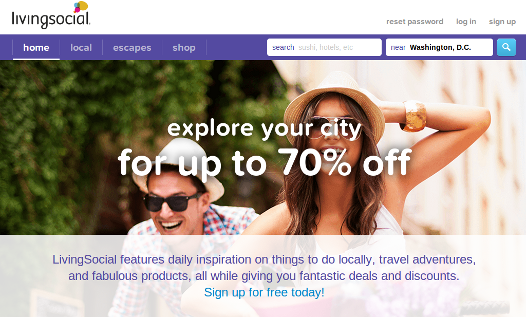 Living Social homepage