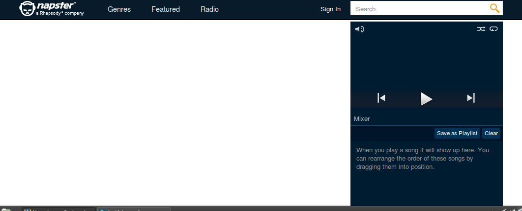 Napster homepage