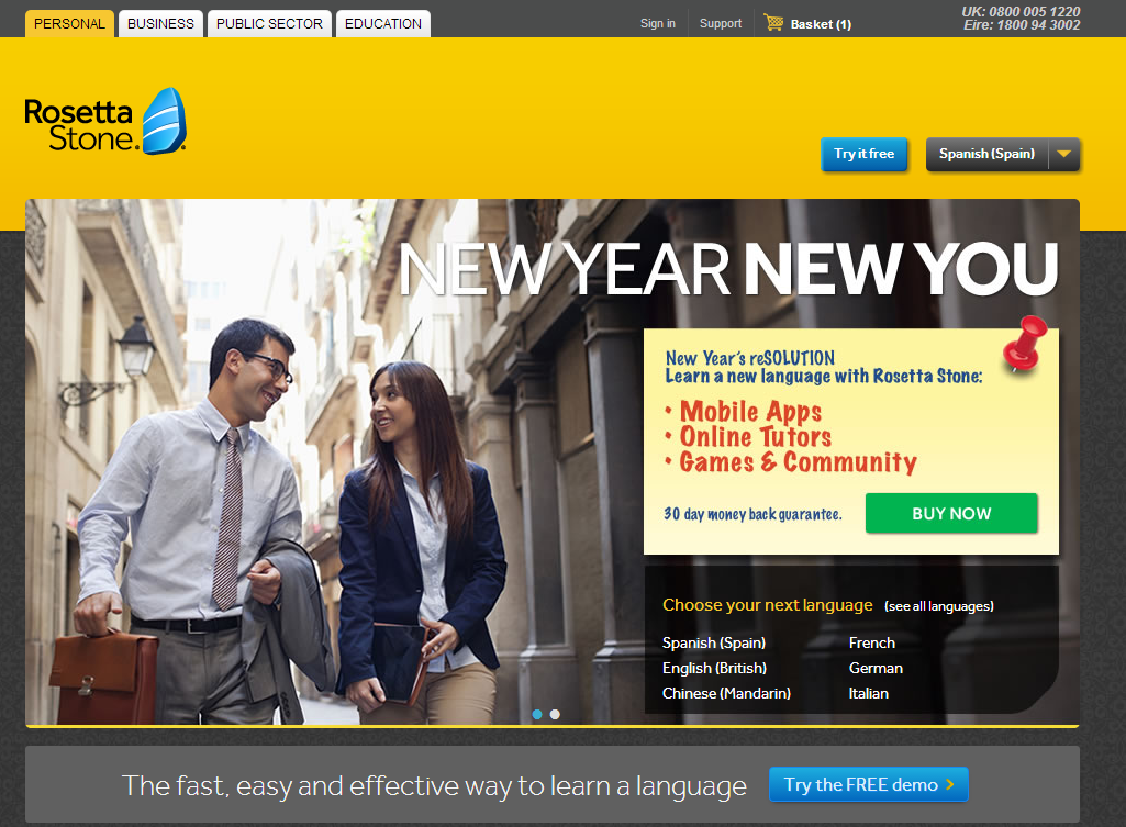 Rosetta Stone discount codes homepage image