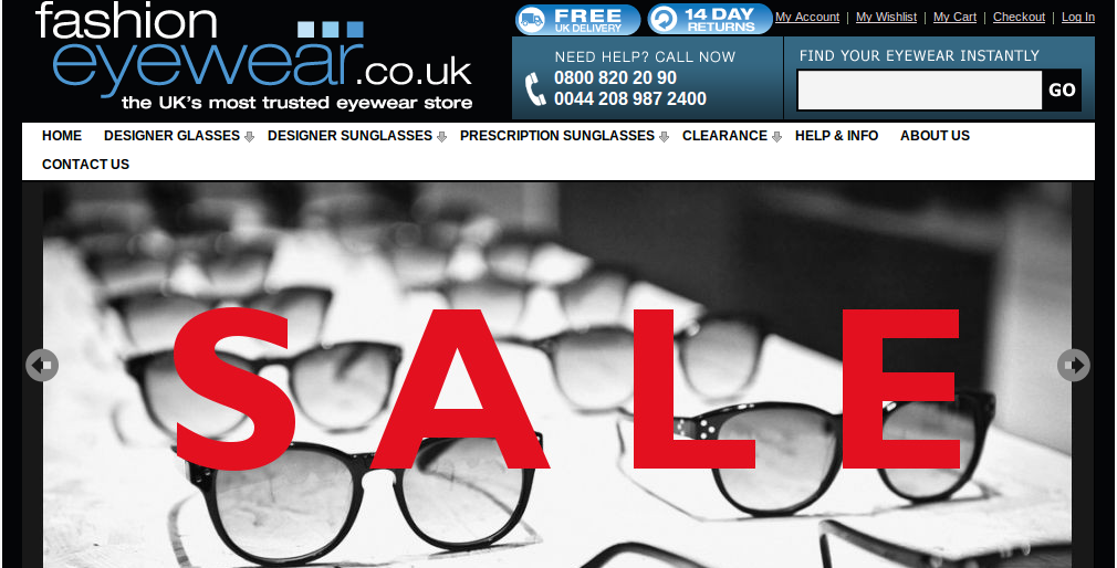 Fashion Eyewear discount code homepage image
