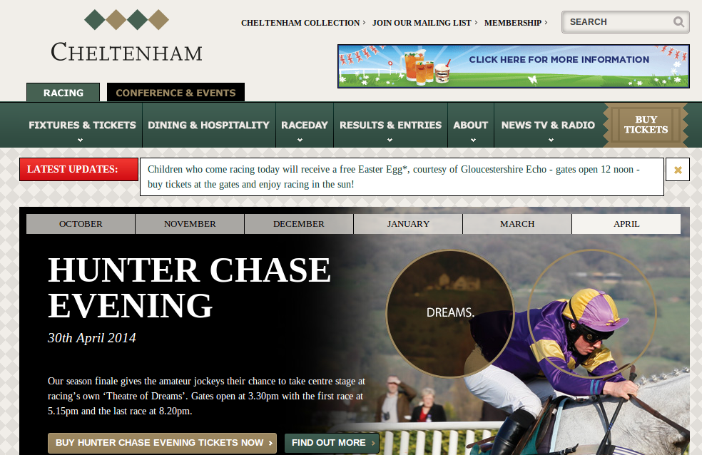 Cheltenham Racecourse Voucher Code Homepage