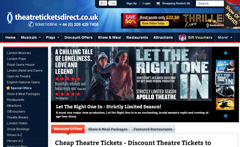 Theatre Tickets Direct homepage