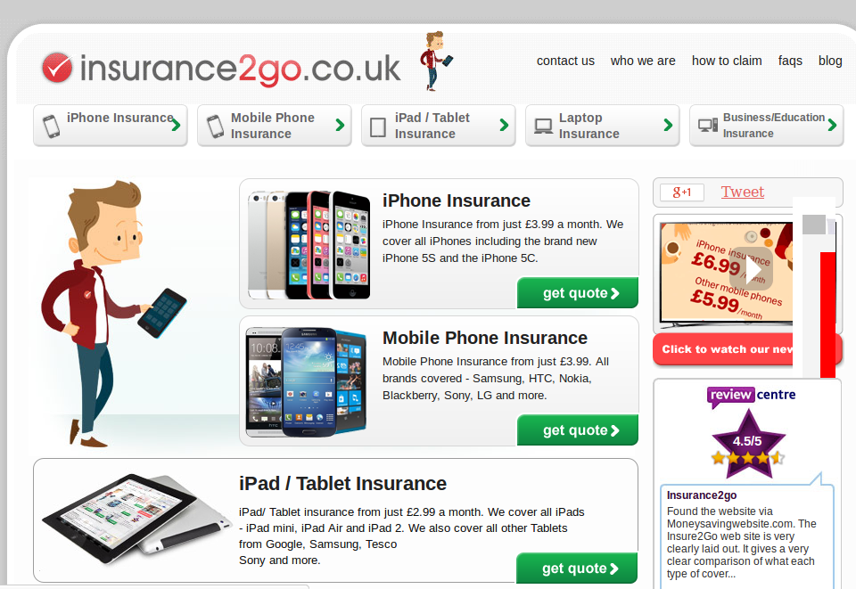 Insurance 2 Go homepage