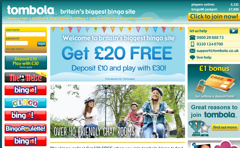 tombola promo code homepage