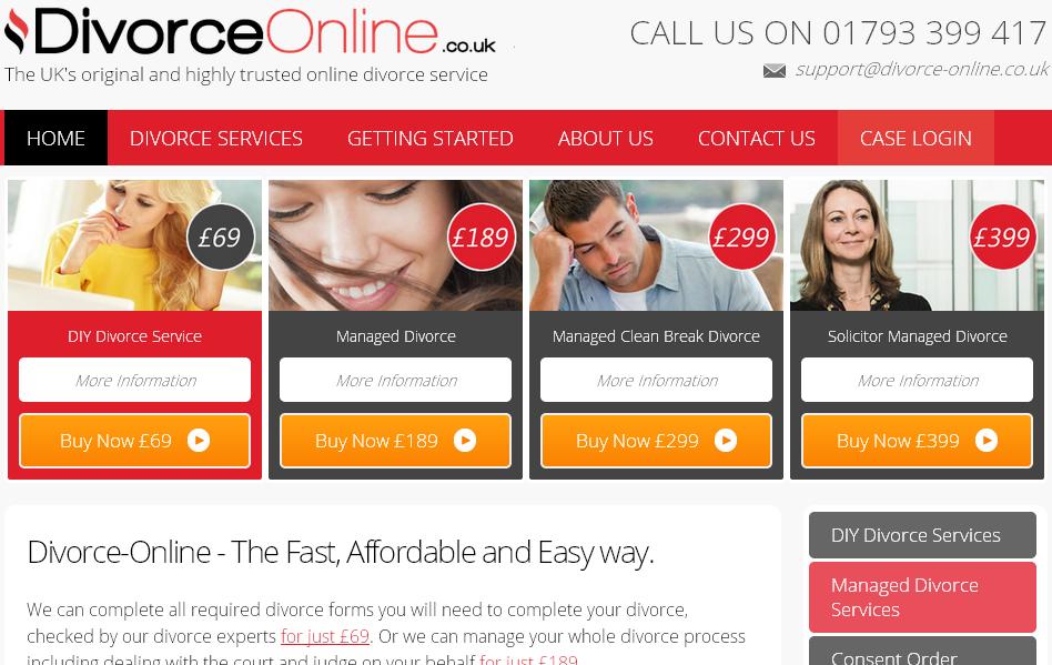 Divorce Online homepage