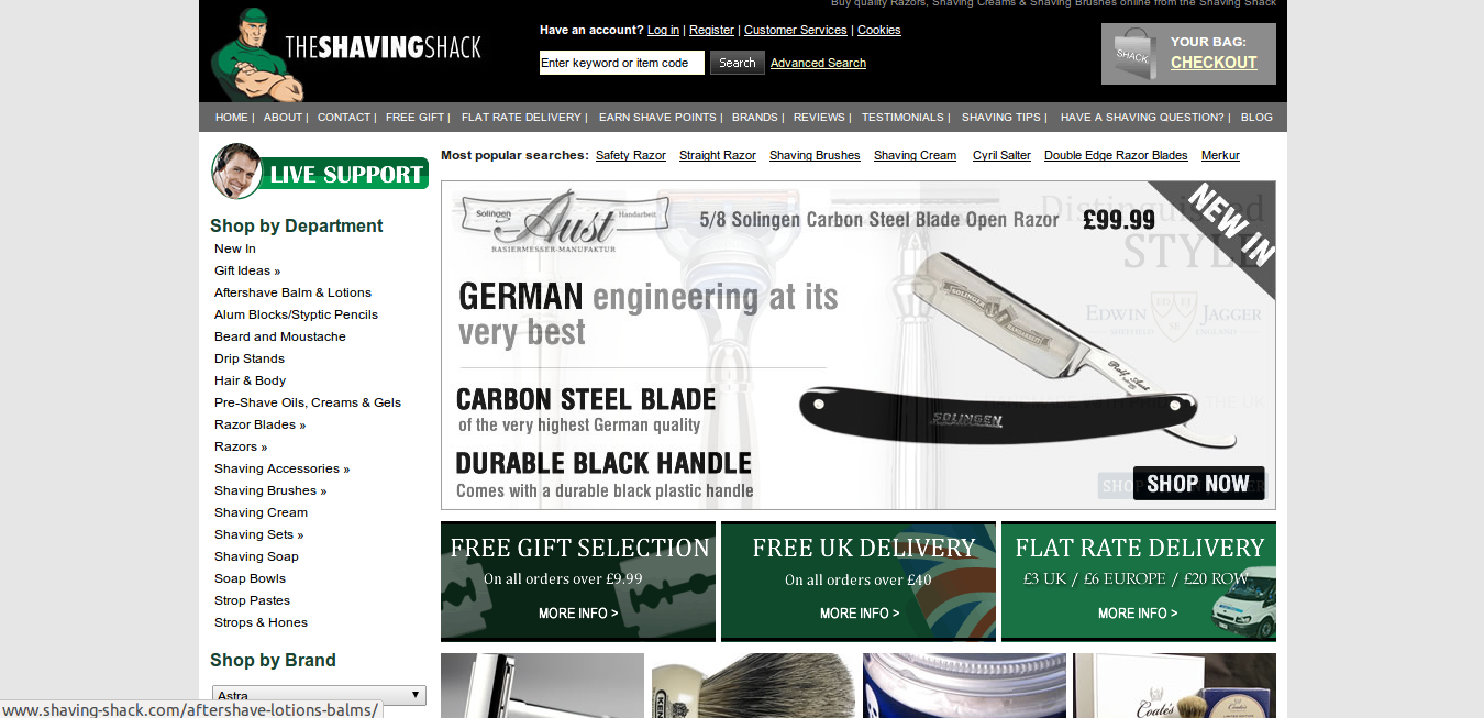 The Shaving Shack homepage