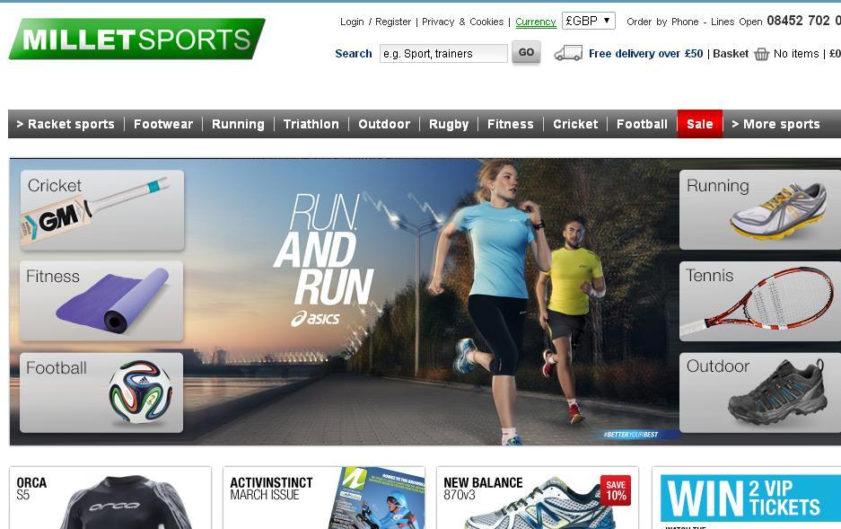 Millet Sports Discount Codes homepage