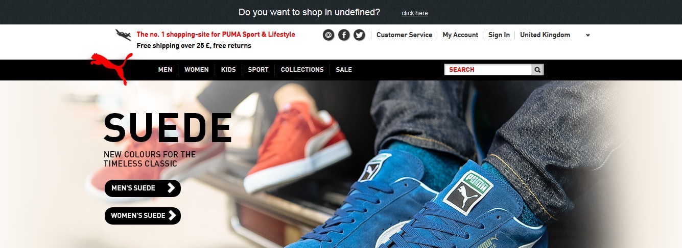Puma Store discount codes homepage image