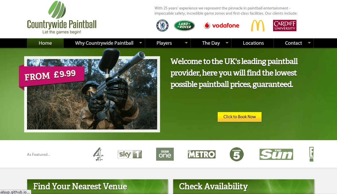 Countrywide Paintball voucher codes homepage image