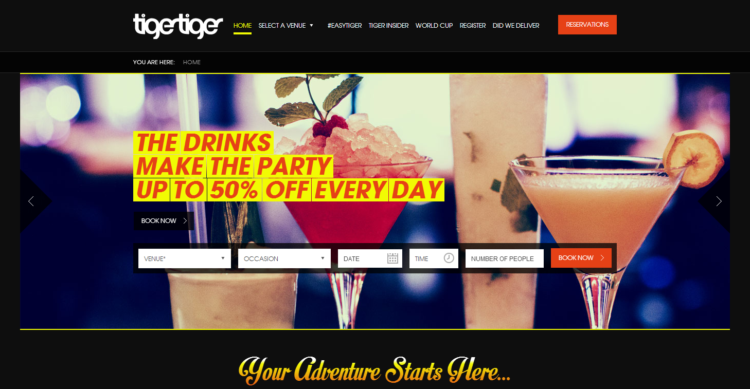 Tiger Tiger homepage image