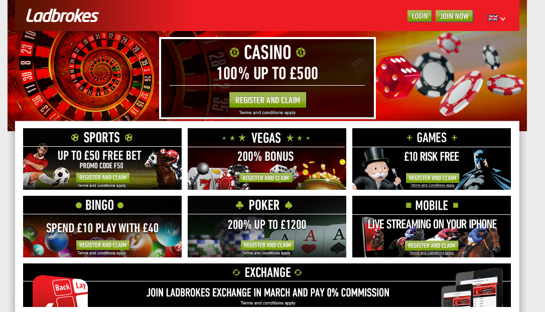 Ladbrokes homepage