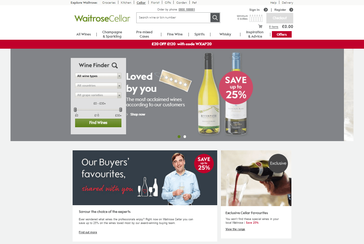 Waitrose Wine Cellar Vouchers Homepage Image