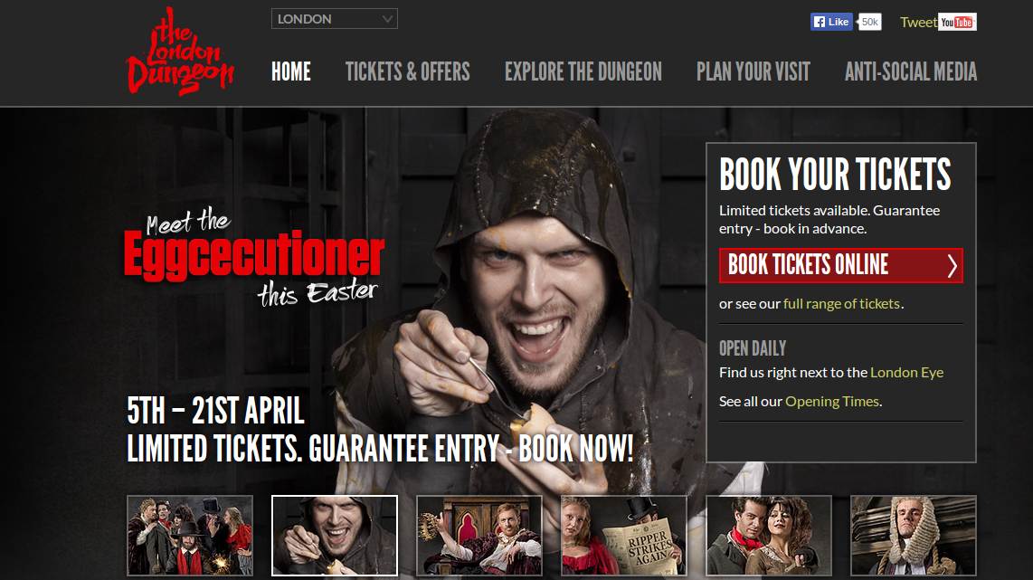 The London Dungeon homepage