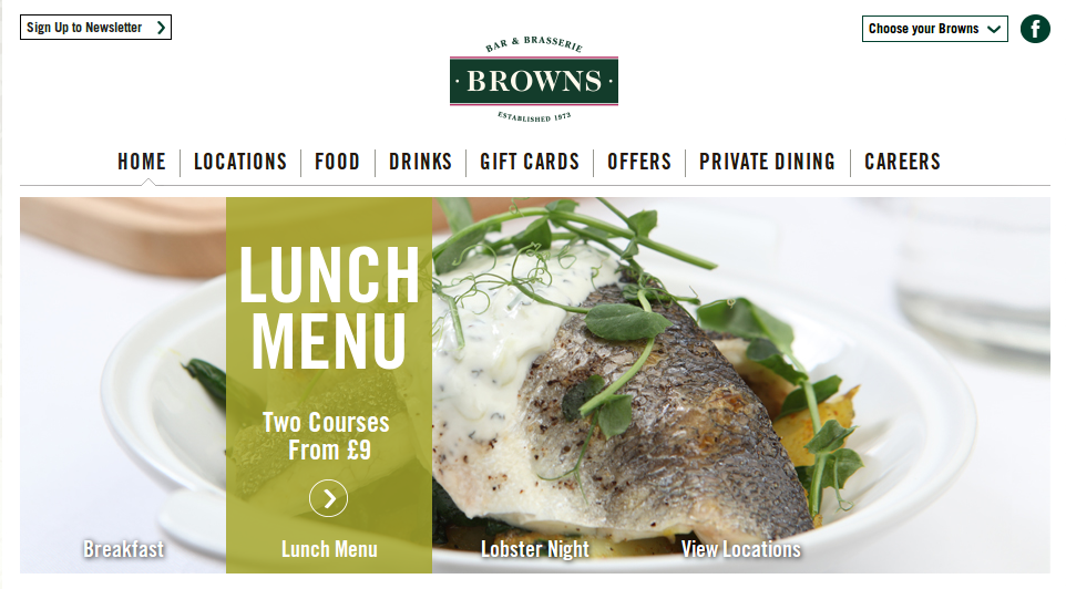 Browns Restaurant homepage
