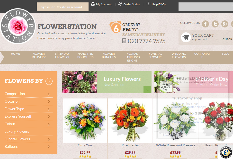 Roses Only homepage