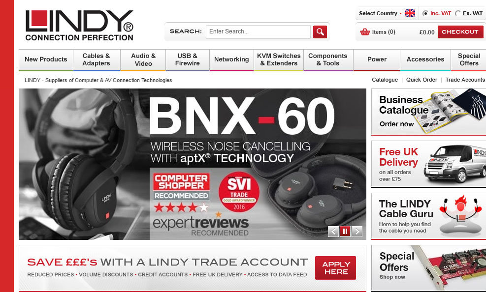 Lindy Electronics homepage