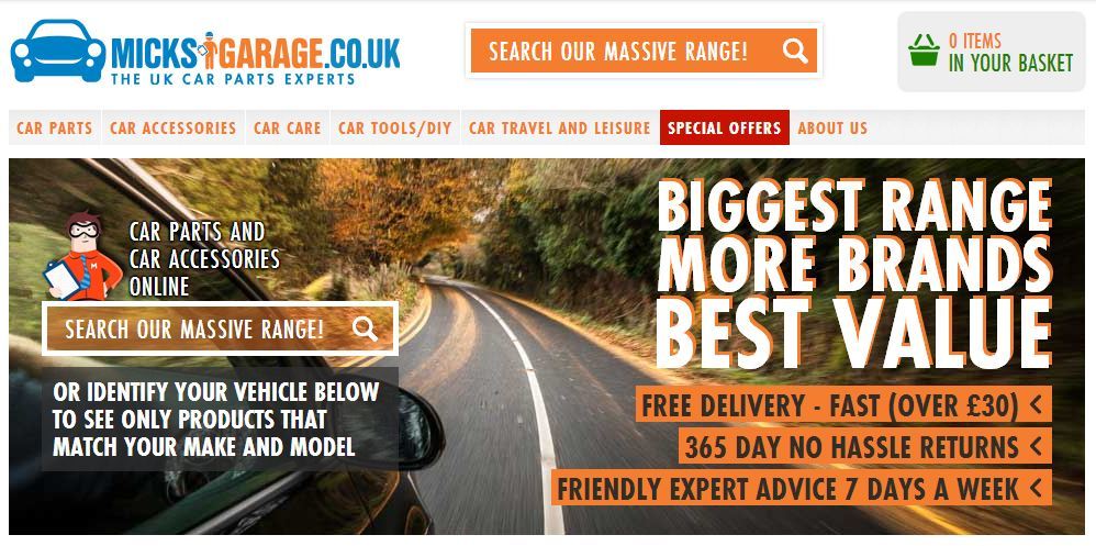 MicksGarage voucher codes Homepage image