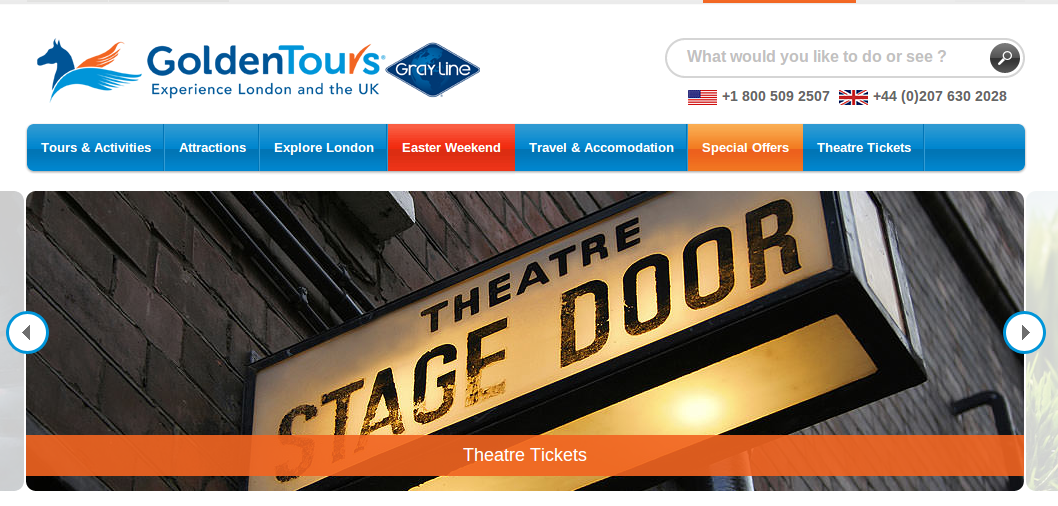 Golden Tours voucher codes homepage